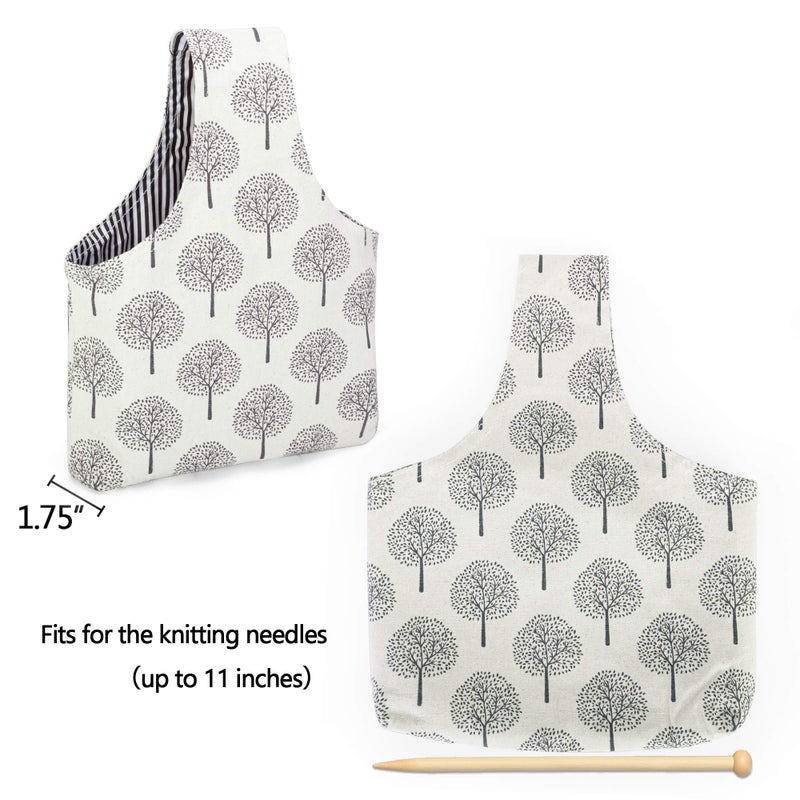Teamoy Knitting Tote Bag(L12.2 x W7.5), Travel Project Wrist Bag for Knitting Needles(up to 11 Inches), Yarn and Crochet Supplies,Perfect Size for Knitting on The Go (Small, Tree) - Image 2